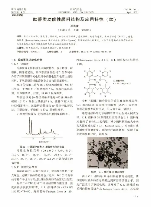 酞菁类功能性颜料结构及应用特性(续)