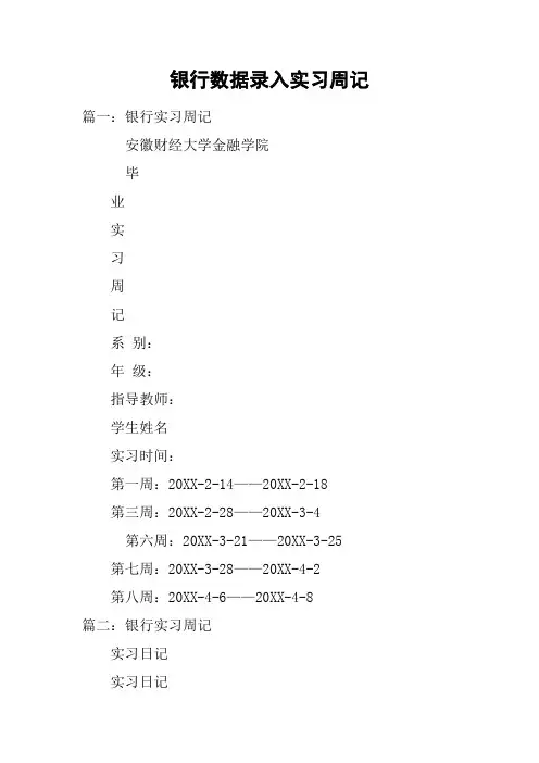 银行数据录入实习周记