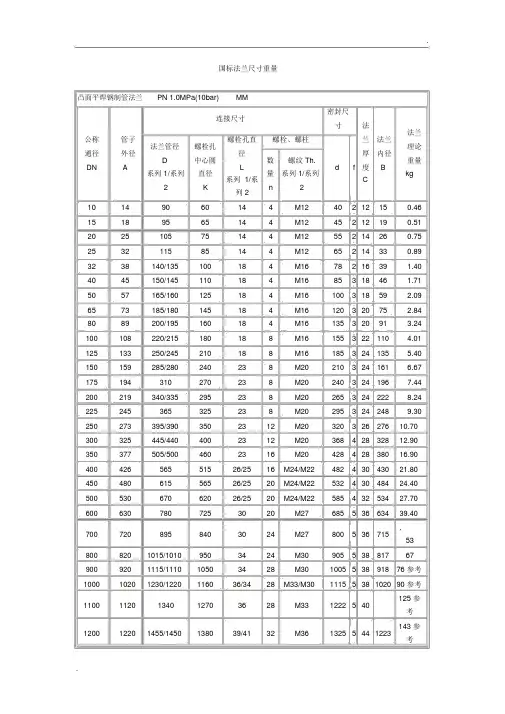 国标法兰尺寸重量