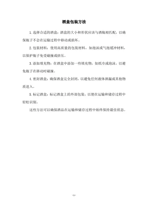 酒盒包装方法