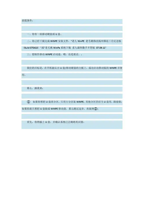 大容量移动硬盘WINPE启动盘
