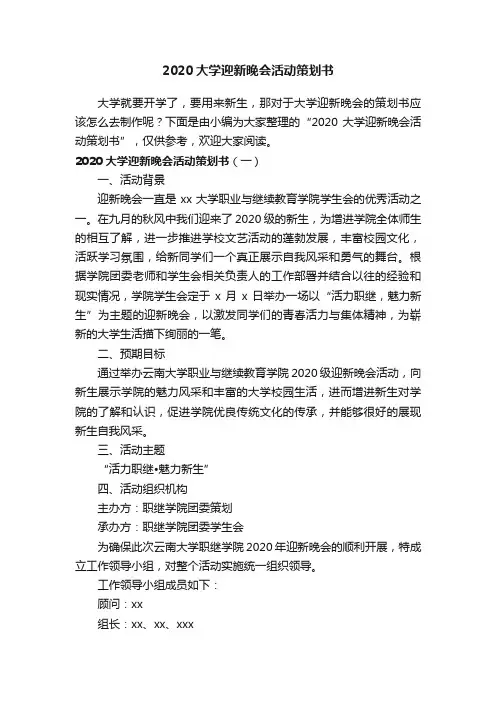 2020大学迎新晚会活动策划书
