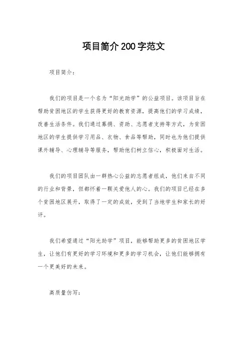 项目简介200字范文