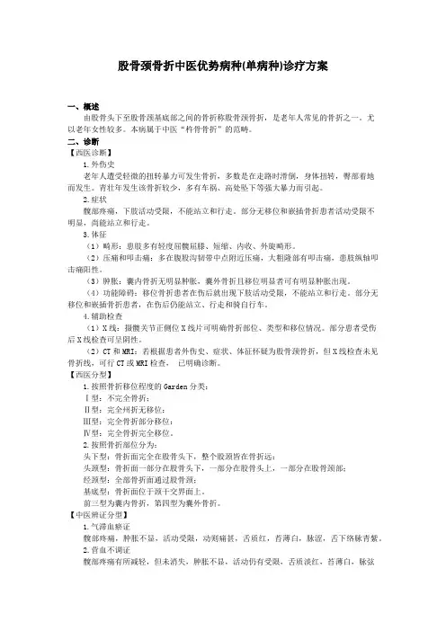 中医优势病种单病种—股骨颈骨折