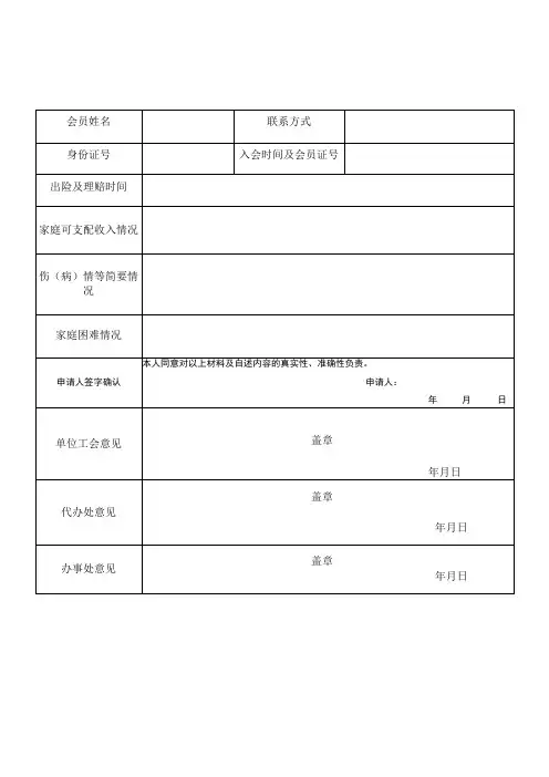 救助慰问申请表