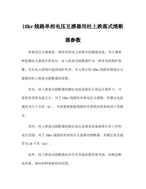 10kv线路单相电压互感器用柱上跌落式熔断器参数