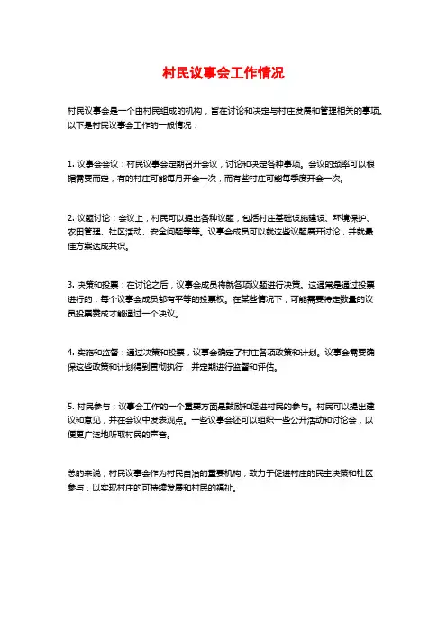 村民议事会工作情况