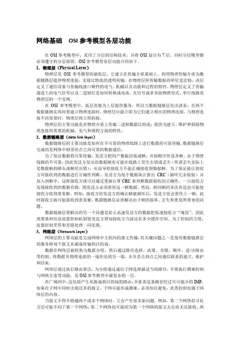 网络基础  OSI参考模型各层功能