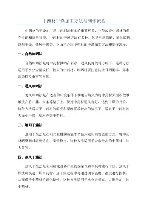 中药材干燥加工方法与制作流程