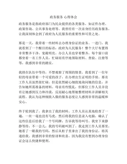 政务服务 心得体会