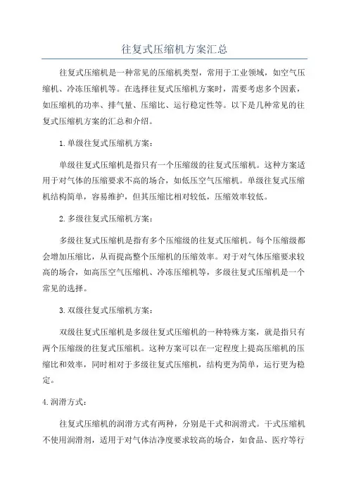 往复式压缩机方案汇总