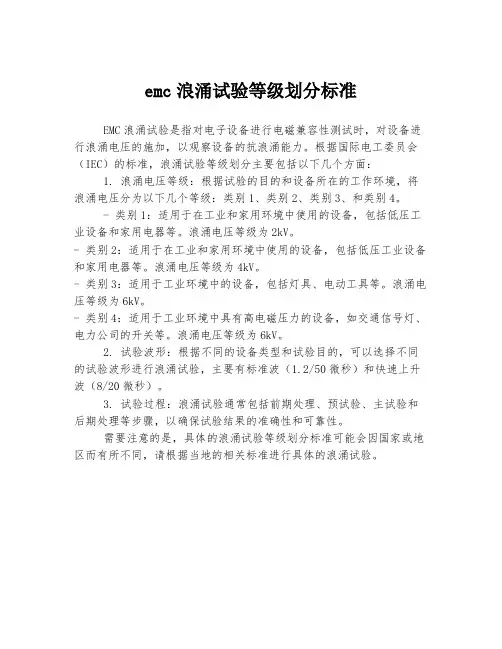 emc浪涌试验等级划分标准