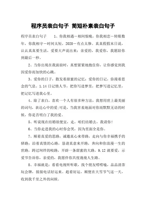 程序员表白句子 简短朴素表白句子