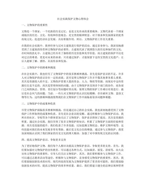 社会实践保护文物心得体会