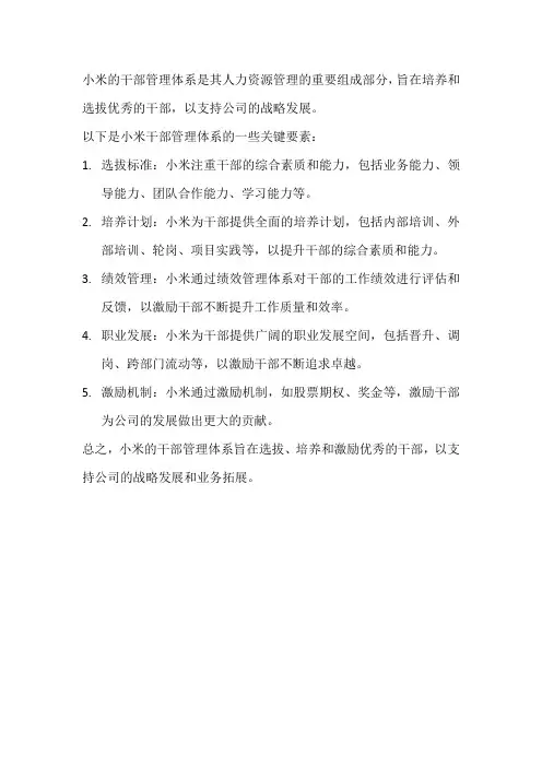 小米的干部管理体系