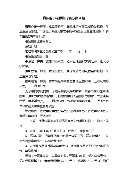 真实的书法摄影比赛方案4篇