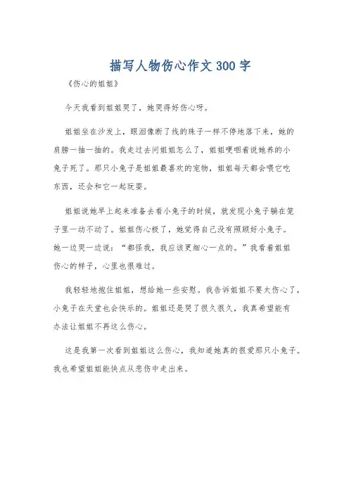 描写人物伤心作文300字