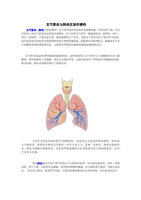 支气管炎与肺炎区别有哪些