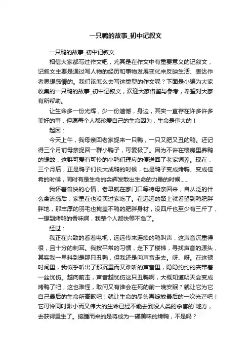 一只鸭的故事_初中记叙文