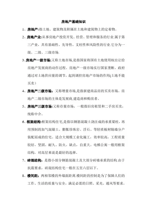 房地产基础知识汇总