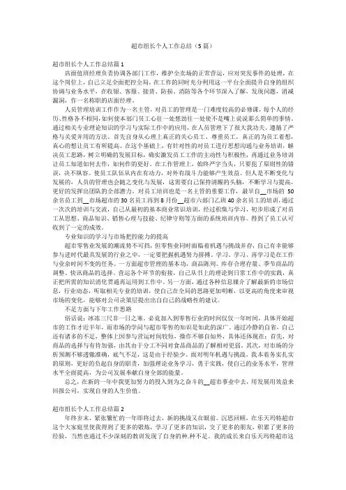 超市组长个人工作总结(5篇)