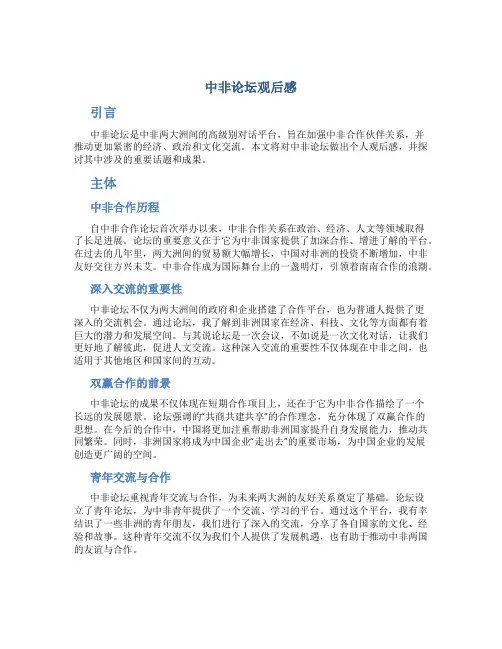 中非论坛观后感