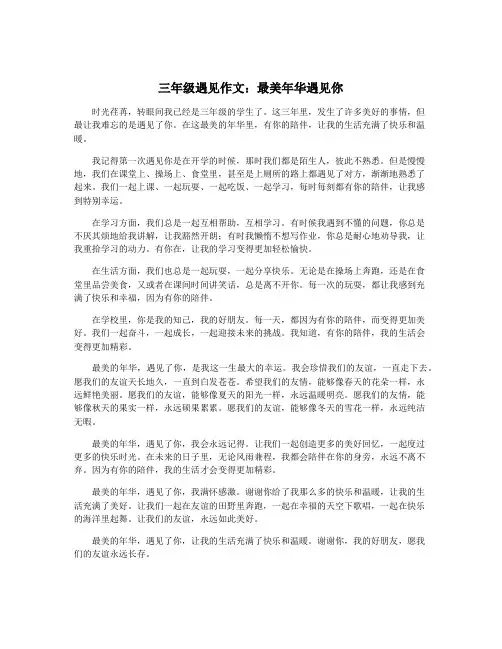 三年级遇见作文：最美年华遇见你