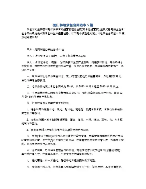 荒山林地承包合同范本5篇