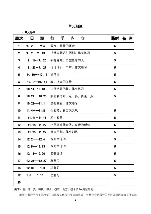 七年级语文上册教师教学用书