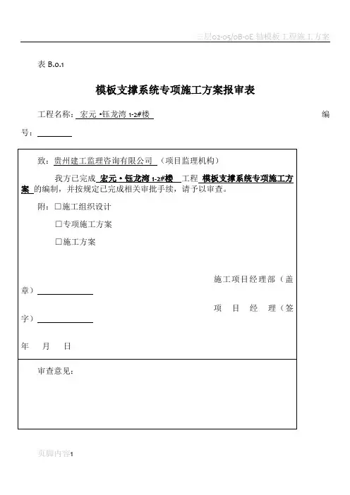 模板支撑体系专项施工方案
