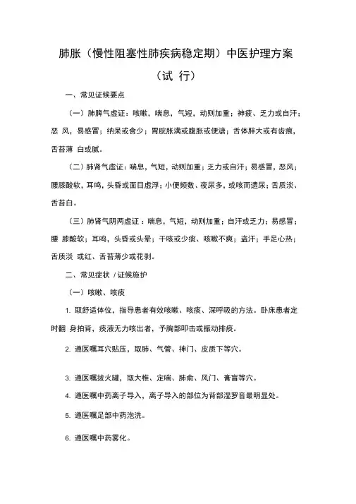 肺胀中医护理方案