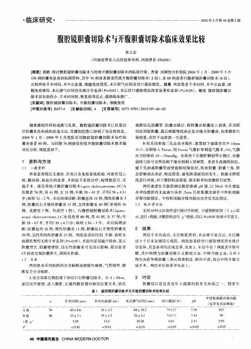 腹腔镜胆囊切除术与开腹胆囊切除术临床效果比较