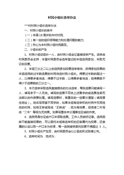村民小组长选举办法