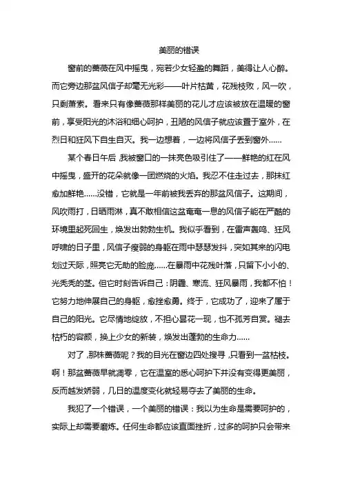 美丽的错误作文800字初一