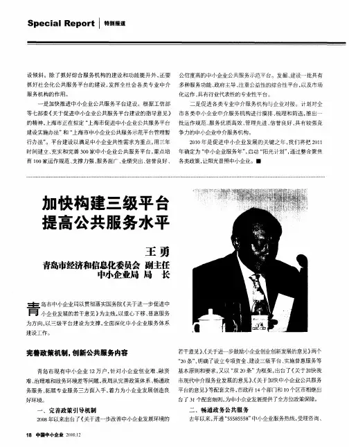 加快构建三级平台 提高公共服务水平