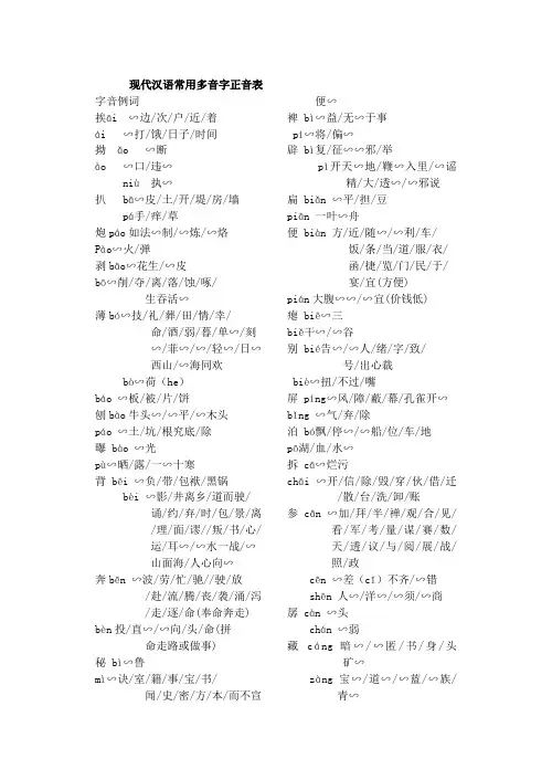 现代汉语常用多音字正音表