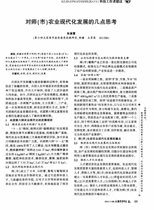 对师(市)农业现代化发展的几点思考