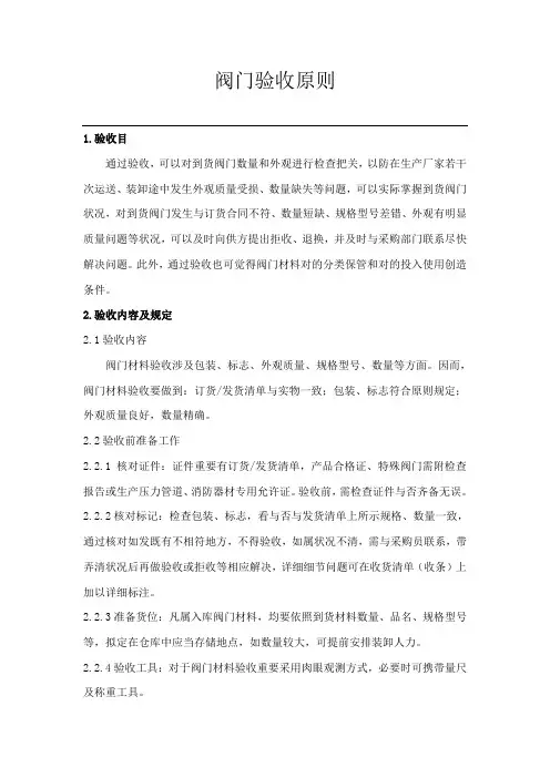 阀门验收标准样本