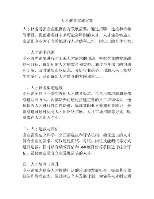 人才储备实施方案