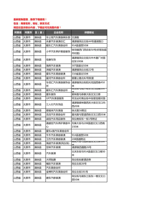 新版山西省太原市清徐县汽车装潢企业公司商家户名录单联系方式地址大全29家