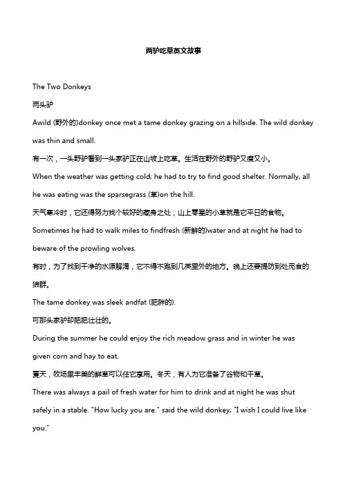 两驴吃草英文故事