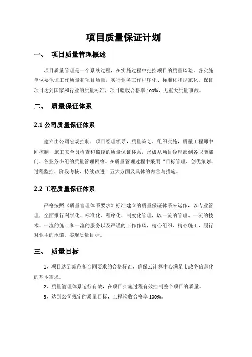 项目质量保证计划