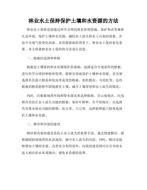 林业水土保持保护土壤和水资源的方法