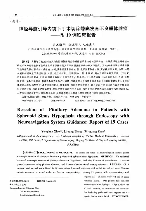 神经导航引导内镜下手术切除蝶窦发育不良垂体腺瘤——附19例临床报告