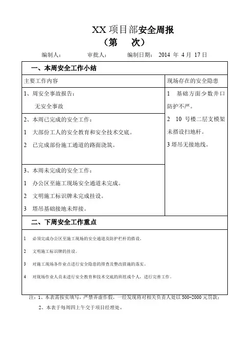 安全周报样本.doc