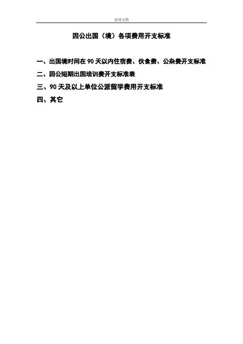 因公出国境各项费用开支实用标准