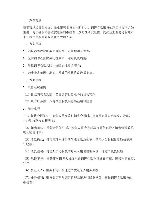 销售收款账务处理方案