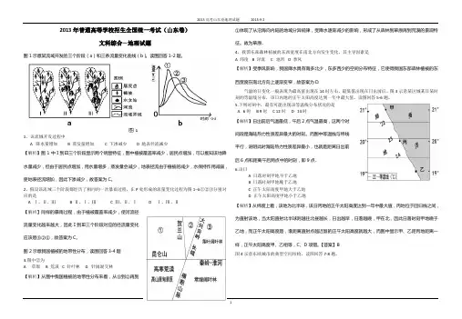 2013高考山东卷文综地理--带解析答案8k版