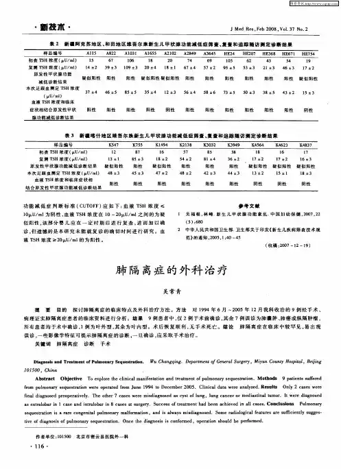 肺隔离症的外科治疗