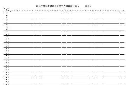 房地产开发有限责任公司工作用餐统计表
